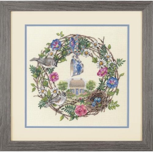 (image for) Gold Collection Cottage Wreath Counted Cross Stitch Kit